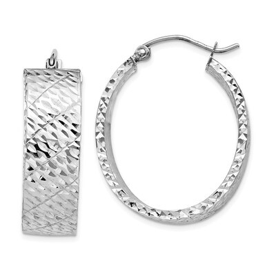 Diamond Cut Hoop Earrings 14k white Gold TF658, MPN: TF658, 191101453724