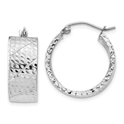 Diamond Cut Hoop Earrings 14k white Gold TF657, MPN: TF657, 191101364846