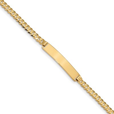 8 Inch Flat Curb Link ID Bracelet 14k Gold LID74-8, MPN: LID74-8, 883957581323