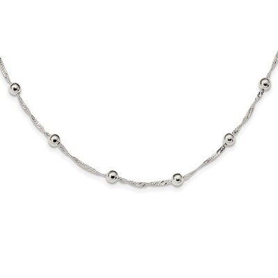 Beaded Necklace 18 Inch Sterling Silver Polished QG3779-18, MPN: QG3779-18, 191101481130