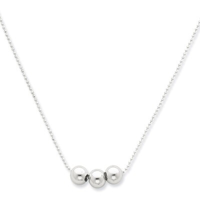 24 Inch 3 Bead Necklace Sterling Silver Polished QG3119-24, MPN: QG3119-24, 716838188321