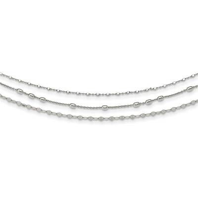 Beaded Layered with 2in .ext Necklace Sterling Silver QG5326-15.5, MPN: QG5326-15.5, 191101481192