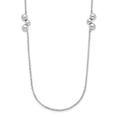 Polished Beaded Necklace Sterling Silver Rhodium-Plated QG5387-32, MPN: QG5387-32, 883957976679