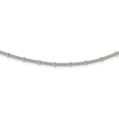 Textured Beaded Necklace 18 Inch Sterling Silver Polished QG5978-18, MPN: QG5978-18,