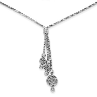 Beaded Necklace 18 Inch Sterling Silver Rhodium-plated QG3795-18, MPN: QG3795-18, 883957265667
