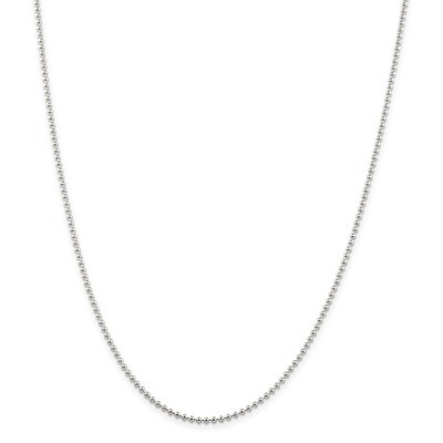 2mm Beaded Necklace 24 Inch Sterling Silver QK27-24, MPN: QK27-24, 886774113531
