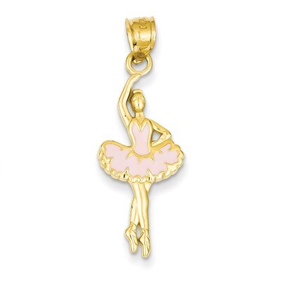 Pink Enameled Ballerina Pendant 14k Gold K1791, MPN: K1791, 752908168411