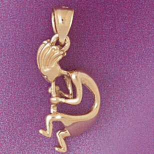 Dazzlers Jewelry Flute Player Pendant Necklace Charm Bracelet in Yellow, White or Rose Gold 6206, M…