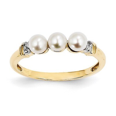 Diamond and Cultured Pearl Ring 14k Gold Y11654AA, MPN: Y11654AA, 883957979625