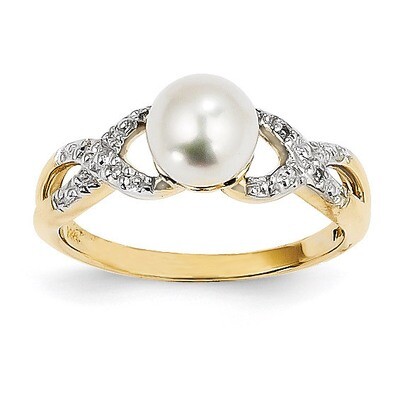 Diamond and Cultured Pearl Ring 14k Gold Y11651AA, MPN: Y11651AA, 883957486871