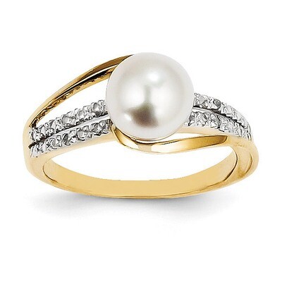 Diamond and Cultured Pearl Ring 14k Gold Y11652AA, MPN: Y11652AA, 883957425498