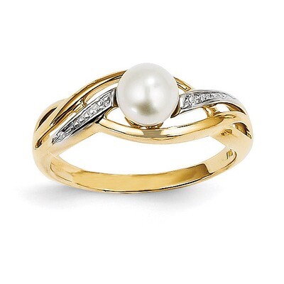 Diamond and Cultured Pearl Ring 14k Gold Y11650AA, MPN: Y11650AA, 883957387932