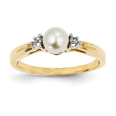 Diamond and Cultured Pearl Ring 14k Gold Y11646AA, MPN: Y11646AA, 883957387895