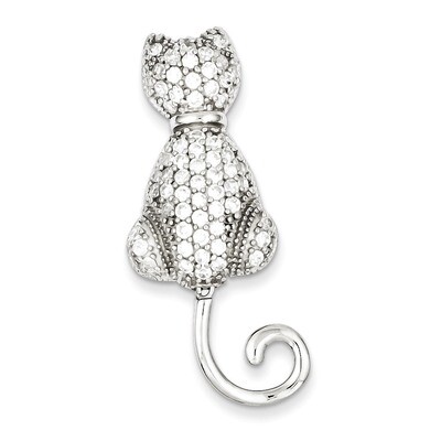 Cat Pin Sterling Silver Diamond QP892, MPN: QP892, 886774201900