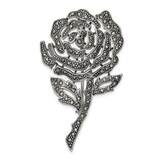 Marcasite Flower Pin Sterling Silver Antiqued QP5042, MPN: QP5042,