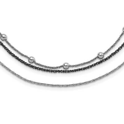 Rhodium-Plated Multistrand Beaded with 1Inch Extension Necklace Sterling Silver QG3777-18, MPN: QG3…