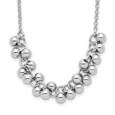Dangling Beads Necklace 18 Inch Sterling Silver Rhodium-Plated QG5382-18, MPN: QG5382-18, 886774081…