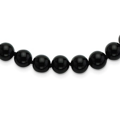 18 Inch 8-8.5mm Smooth Beaded Black Agate Necklace Sterling Silver QH4662-18, MPN: QH4662-18, 81547…