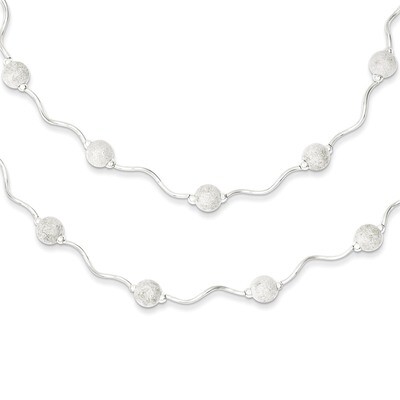 15 Inch Double Spiral and Laser Cut Bead Necklace Sterling Silver QH1156-15, MPN: QH1156-15, 883957…