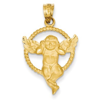 Satin Angel in Circle Pendant 14k Gold C27, MPN: C27, 886774088754
