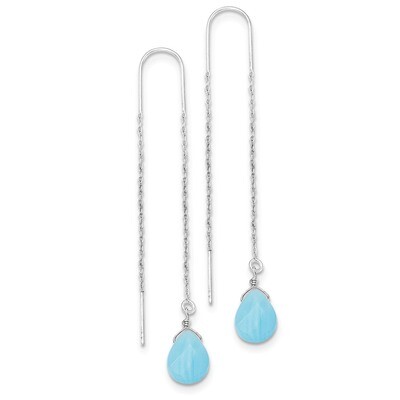 Blue Agate Threader Earrings Sterling Silver QE2543, MPN: QE2543, 886774079608