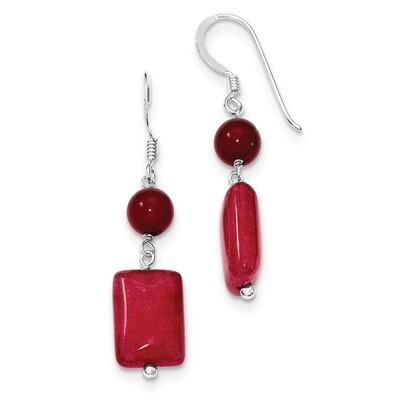 Red Coral Red Agate Earrings Sterling Silver QE5596, MPN: QE5596, 883957217550