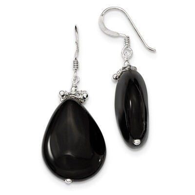 Black Agate Earrings Sterling Silver QE7593, MPN: QE7593, 886774023618