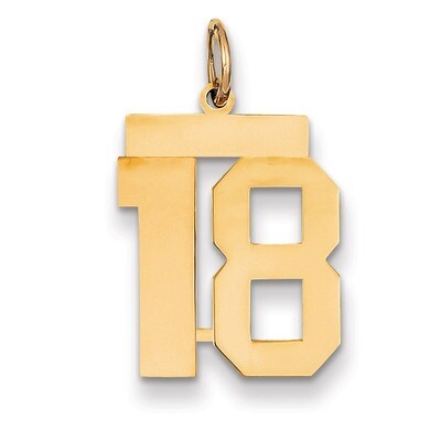 Number 18 Charm 14k Gold Medium Polished LM18, MPN: LM18, 883957132945