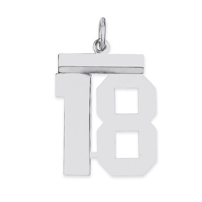 Pendant Number 18 Polished Sterling Silver Medium QMS18, MPN: QMS18, 191101277917