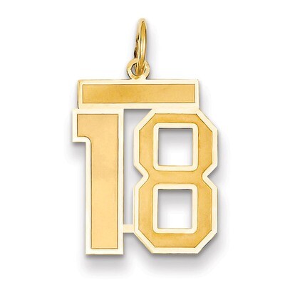 Number 18 Charm 14k Gold Medium Satin LSM18, MPN: LSM18, 883957073699