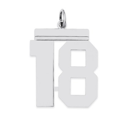 Charm Number 18 Polished Sterling Silver Large QPL18, MPN: QPL18, 191101280696