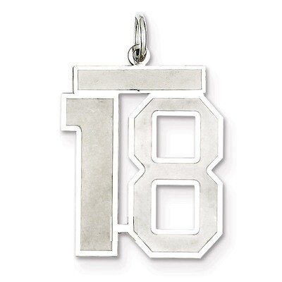 Pendant Number 18 Satin Sterling Silver Large QPP18, MPN: QPP18, 191101281570