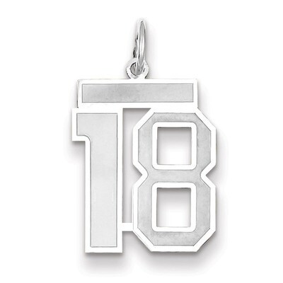 Number 18 Charm Medium Satin 14k white Gold WSM18, MPN: WSM18, 883957077246