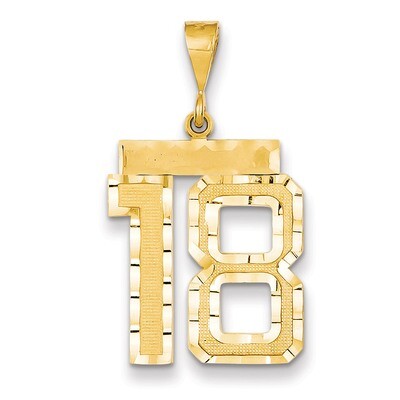 Number 18 Charm 14k Gold Large Diamond-cut LN18, MPN: LN18, 883957122090