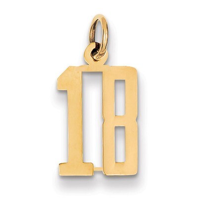 Number 18 Charm 14k Gold Small Polished Elongated LES18, MPN: LES18, 883957132532