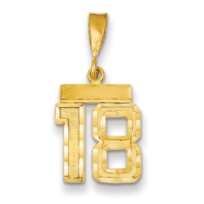 Number 18 Charm 14k Gold Small Diamond-cut SN18, MPN: SN18, 883957102658
