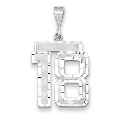 Number 18 Charm 14k white Gold Large Diamond -cut WLN18, MPN: WLN18, 883957123479