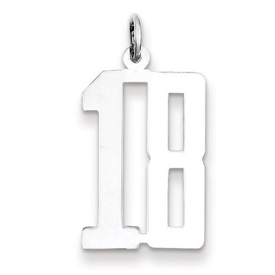 Charm Number 18 Elongated Pol Sterling Silver Small QES18, MPN: QES18, 191101190001