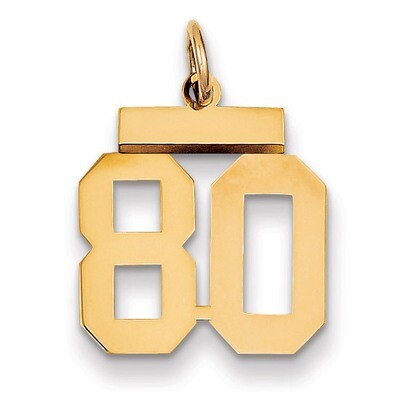 Number 80 Charm 14k Gold Small Polished LS80, MPN: LS80, 883957034072