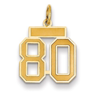 Number 80 Charm 14k Gold Small Satin  LSS80, MPN: LSS80, 883957070261