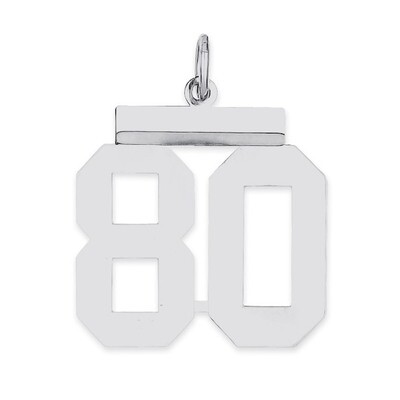 Pendant Number 80 Polished Sterling Silver Medium QMS80, MPN: QMS80, 191101278525