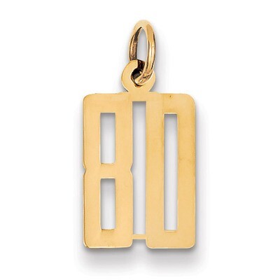 Number 80 Charm 14k Gold Small Polished Elongated LES80, MPN: LES80, 883957132822