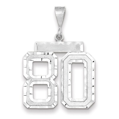 Number 80 Charm 14k white Gold Large Diamond -cut WLN80, MPN: WLN80, 883957124568