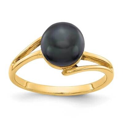 7.5mm Black Freshwater Cultured Pearl Ring 14k Gold Y4313BP_AA, MPN: Y4313BP_AA, 883957082370