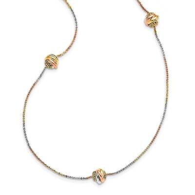Leslie&#39;s Tri-color Polished Filigree Beaded Necklace 14k Gold HB-LF1446-29, MPN: LF1446-29, 1911017…