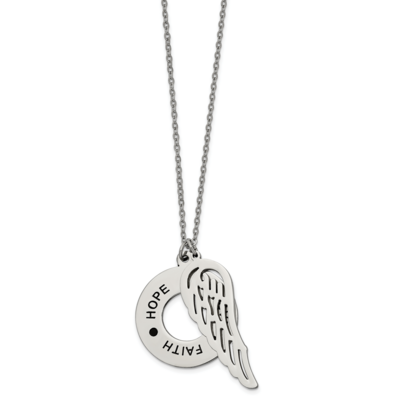 FAITH HOPE BELIEVE Wing 29 Inch . Necklace Stainless Steel Polished SRN2650-29 by Chisel, MPN: SRN2…