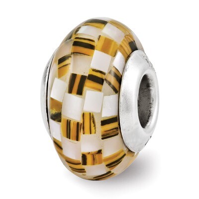 Tiger&#39;s Eye and White MOP Mosaic Bead - Sterling Silver QRS3553, MPN: QRS3553, 191101195877