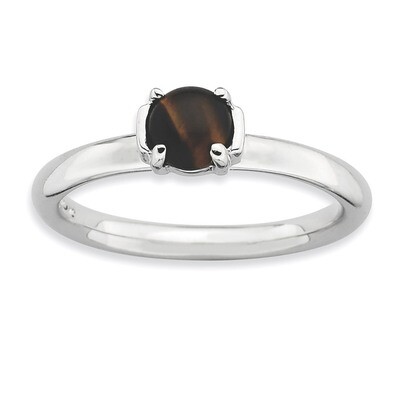 Tigers Eye Rhodium-Plated Ring Sterling Silver QSK739-5, MPN: QSK739, 886774177960