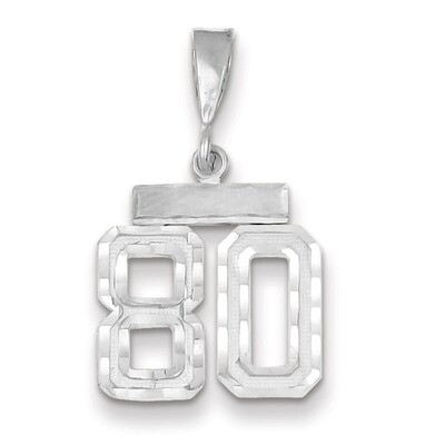 Number 80 Charm Small Diamond -cut 14k white Gold WSN80, MPN: WSN80, 883957114651
