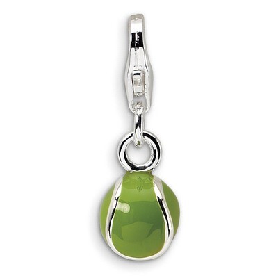 3-D Enameled Tennis Ball Charm Sterling Silver QCC306 by Amore La Vita, MPN: QCC306, 883957332635